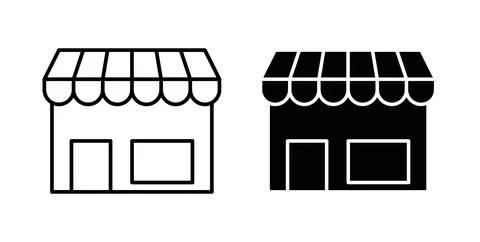 Local store icon in black and white. vector icon pack for websites Stock Illustration