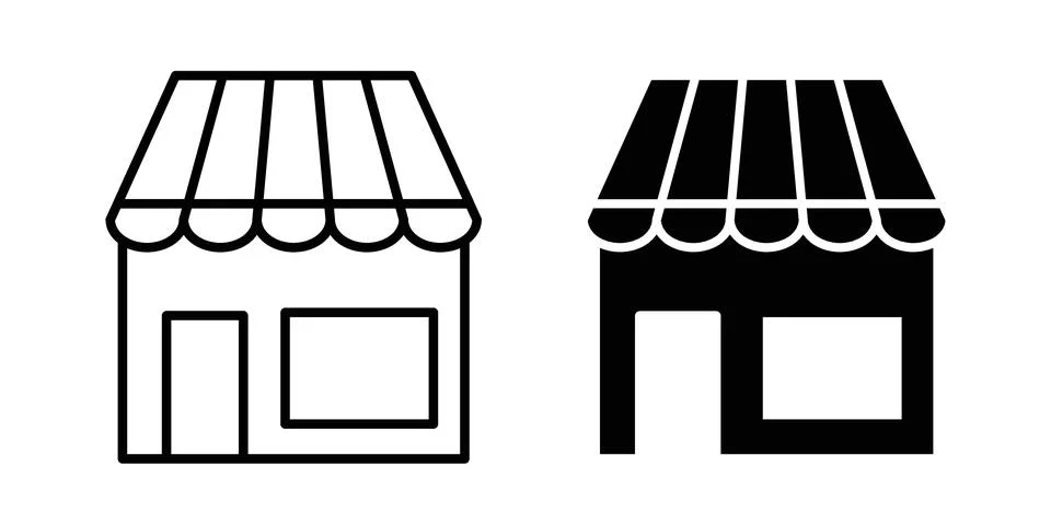 Local store icon black vector isolated on white Stock Illustration