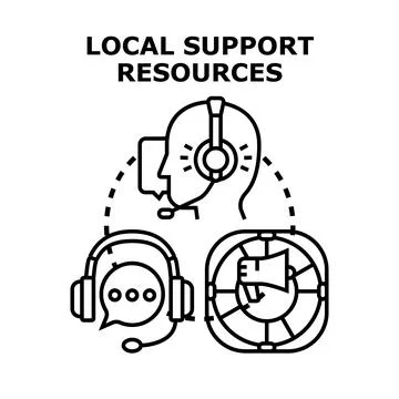Local support resources providing assistance and help Stock Illustration