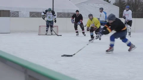 Local team is playing training ice hockey match slow motion hand shake shot Stock-Footage 168922003