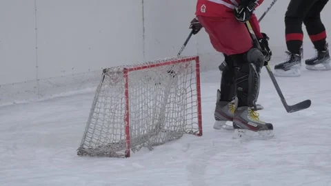 Local team is playing training ice hockey match slow motion hand shake shot Vídeos de archivo 168922299
