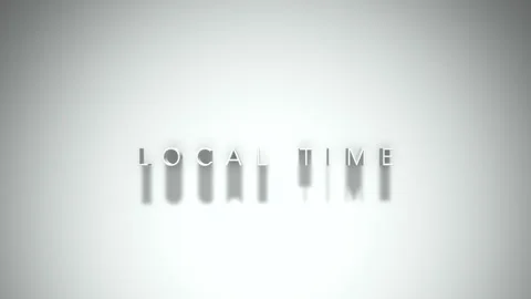 Local Time 3D title animation with shadows on a white background Stock Footage 296817764
