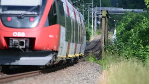 Local train in austria Stock Footage 155606361