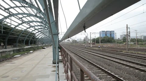 Local Train Converging in Mumbai station Stock Footage 45756565