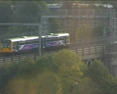 Local train in Newcastle North East Uk Stock Footage