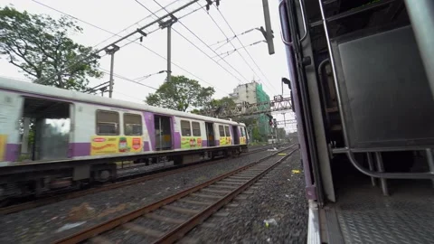 Local train open door view Stock Footage 137564097