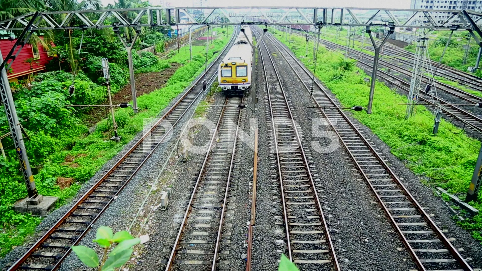 A Local Train Running on railway track in Mumbai