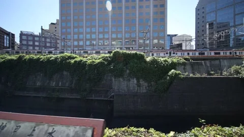 Local trains pass each other. Tokyo Japan. Stock Footage 220095260