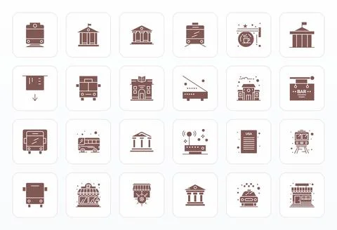 Local Vector Icon Collection featuring 24 Pixel Optimized 256x256 Glyph Desig Ilustración de archivo