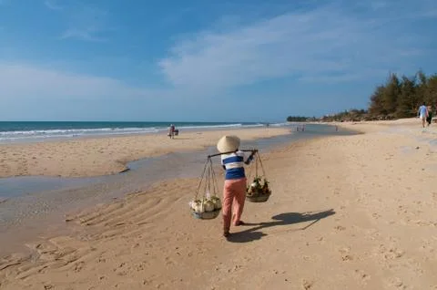 Local vendors on the beach Stock Photos