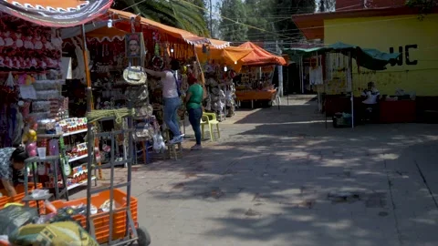 Local Vendors Preparing Shops For Busy Day In Xochimilco, Mexico City Stock Footage 154664683