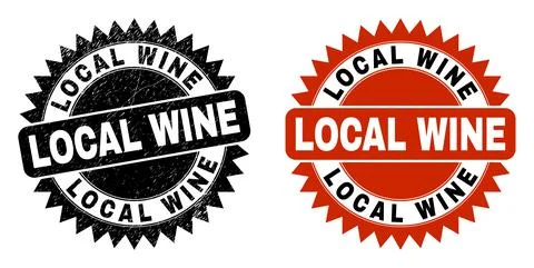 LOCAL WINE Black Rosette Stamp with Unclean Texture Stock Illustration