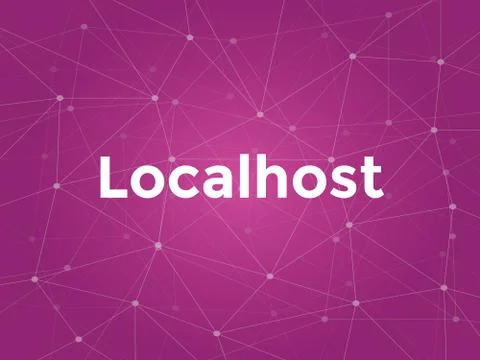Localhost white text illustration with purple constellation map as background Ilustração Stock