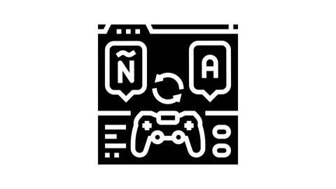 Localization game development glyph icon animation Stock Footage 326152207