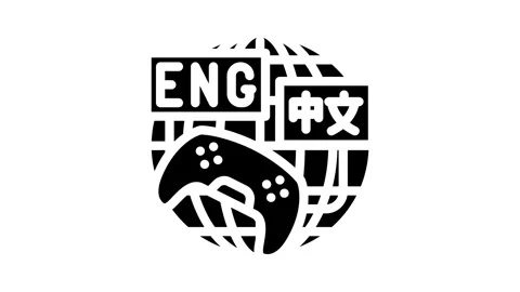 Localization game development glyph icon animation Stock Footage 326743024