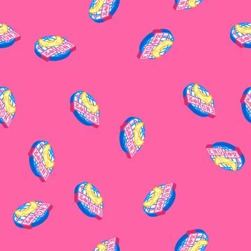 Localization game development isometric icon seamless pattern Stock Illustration