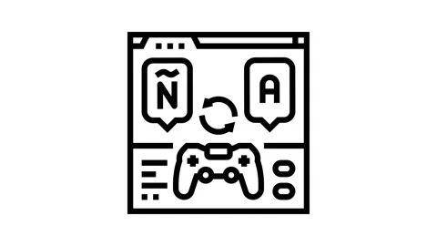 Localization game development line icon animation Stock Footage 326131519