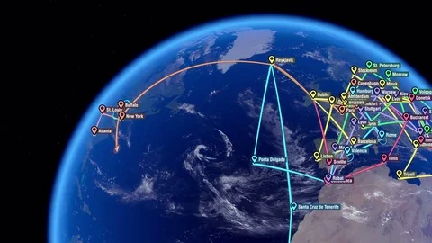 Localization, GPS Navigation, Path Finding all over the World. Routing. Video stock 81546347