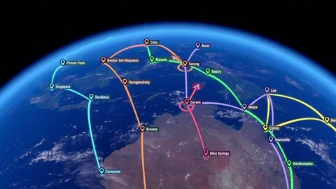 Localization, GPS Navigation, Traveling over Australia and Eastern Asia Stock Footage 81832462