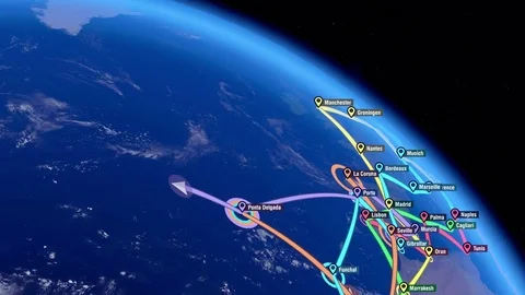 Localization, GPS Navigation, Traveling, Pathfinding all over the World. Stock Footage 81790653