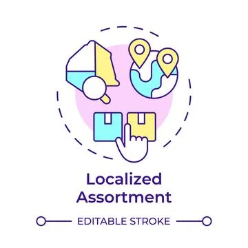 Localized assortment multi color concept icon Stock Illustration