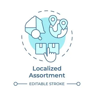 Localized assortment soft blue concept icon Stock Illustration