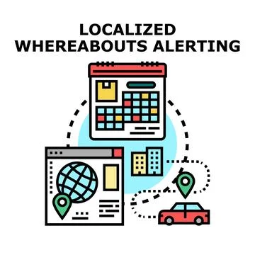 Localized whereabouts alerting geofencing navigation concept Stockillustratie