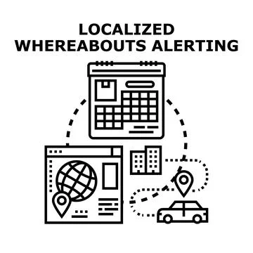 Localized whereabouts alerting geofencing navigation concept 스톡 일러스트