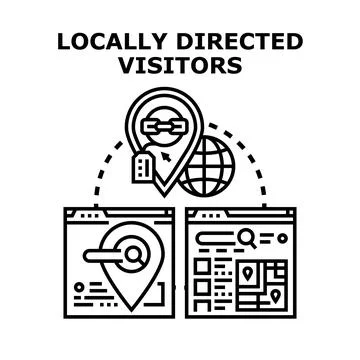 Locally directed website visitors finding information online Stock Illustration