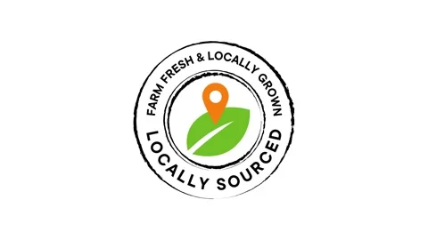 Locally sourced stamp seal mark farm fresh locally grown badge animated Stock Footage 304772214