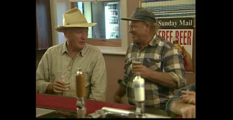 Locals and Bartenders Pulling Beers at Aussie Pub (1998) Stock-Footage 319062241