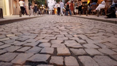 Locals and tourists explore Galata Tower Stock Footage 113404586