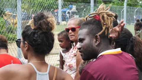 Locals of the island of Munda welcome Stock Video Pond5