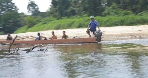 Locals on a river Stock Footage 88070929