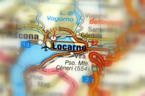 Locarno on a map Stock Photos