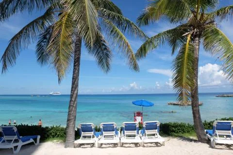 Located on the beach of the Bahamas Stock Photos
