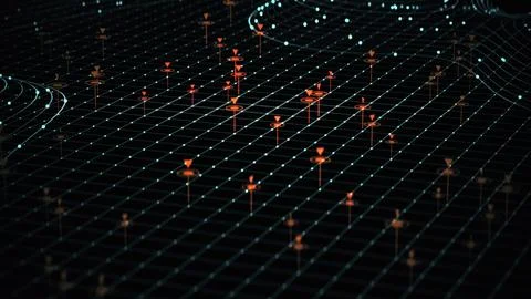 Locater Pin on the Typography Map Technology Background Stock Photos