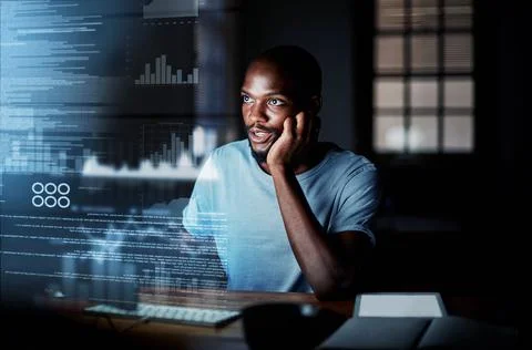Locating the bug and fixing it swiftly. Shot of a programmer working on a com Stock Photos
