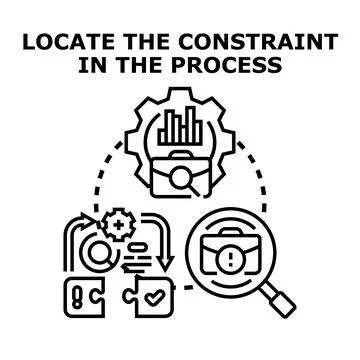 Locating constraint impediment in business process workflow Illustrazione stock