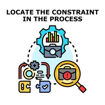 Locating constraint impediment in business process workflow Stock Illustration