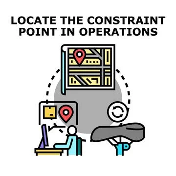 Locating constraint point in business operations strategy Stock Illustration