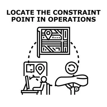 Locating constraint point in business operations strategy Stock Illustration