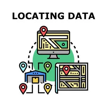 Locating data on a global mapping network system Stock Illustration