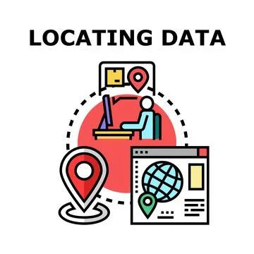 Locating data on maps using online navigation systems Stock Illustration