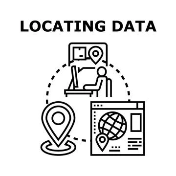 Locating data on maps using online navigation systems Stock Illustration