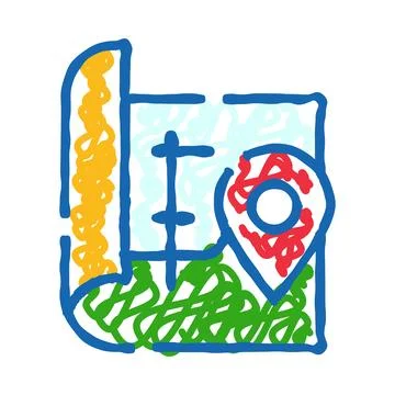 Locating destination on travel navigation map with pin Stock Illustration