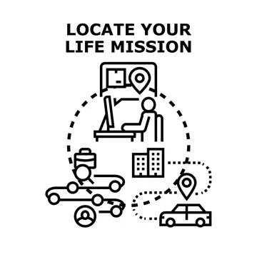 Locating life mission path and career journey strategy Stock Illustration