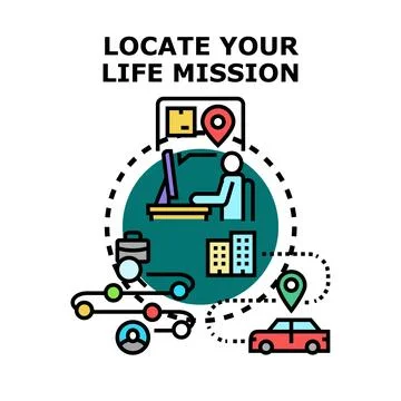 Locating life mission path and career journey strategy Stock Illustration