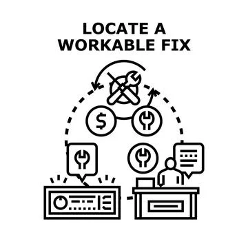 Locating a problem solving workable fix strategy Stock Illustration