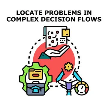 Locating problems in complex decision flows concept Stock Illustration